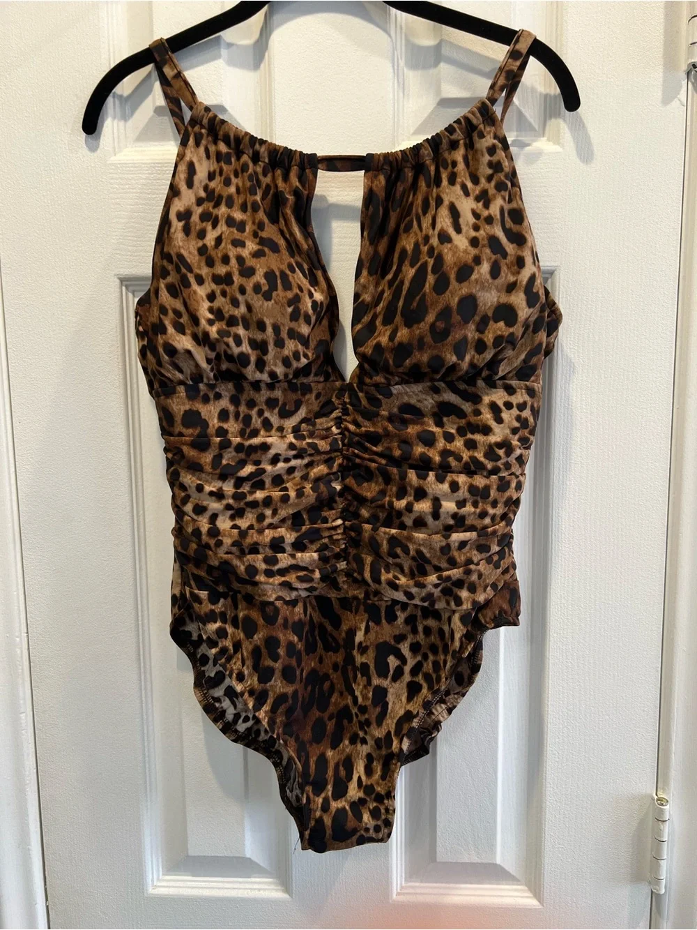 Magicsuit Cheetah Kat Slimming Ruched One Piece Swimsuit Leopard Print Size 16